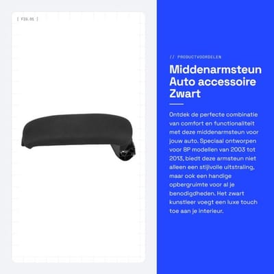 Middenarmsteun zwart kunstleer - Armsteun auto - Armsteun 8P - Opbergruimte - Universeel - Schokbestendig
