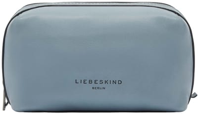 LIEBESKIND BERLIN Leren Utensil zak Toilettas Hera Sheep Natural Pouchette Beauty Blue Heaven Blauw