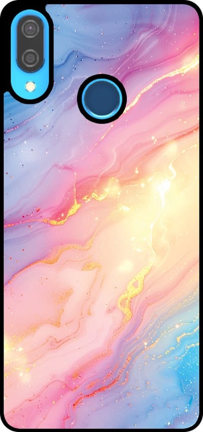 Smartphonica Telefoonhoesje Geschikt voor Huawei P20 Lite / Nova 3E met Regenboog Glitter Marmer Opdruk - TPU Backcover Case Rainbow Glitter Marble Design geschikt voor Huawei Nova 3E;Huawei P20 Lite (2018)