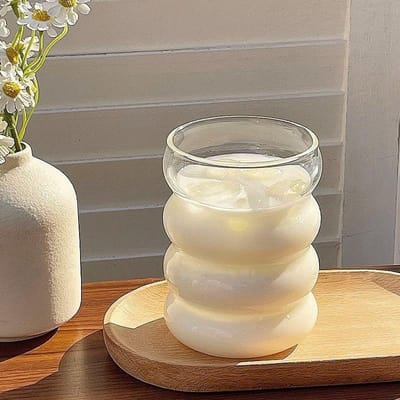 Strik Kawaii Glazen Mok Niche Handbeschilderd Vriendin Prinsessenstijl Cadeau Koffie Melk Bekers Cadeau voor Meisje Waterbeker 1PCS gray