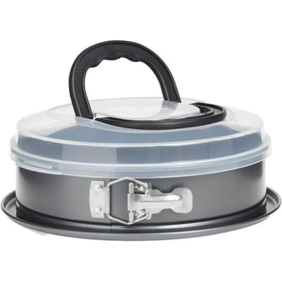 5five Taarten bakvorm/springvorm - metaal - grijs - 26 cm - taarten bakken - anti aanbak laag - 3 in 1 springvorm - met deksel