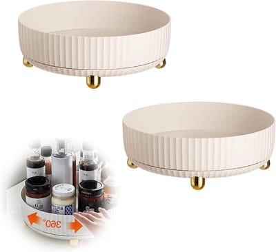 Lazy Susan Draaitafel Organizer - 360° Draaibare Opberglade - Make-up Parfum Organizer - 87 Inch - Draaibare Draaibare Kast Organizer voor Make-up Cosmetica - Aanrecht Tafel Pantry Badkamer - Set van 2 make up tafel