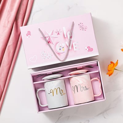 Creatieve Valentijnsdag Mok Liefde Stel Waterbeker Souvenir Keramische Mok Set Cadeau Huwelijksgeschenken Vs Mok 301—400ml gray
