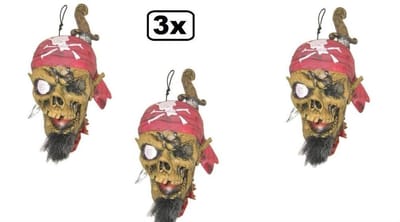 3x Hangdecoratie afgehakt hoofd piraat