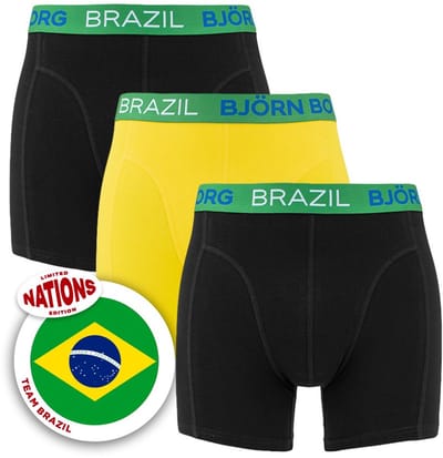 Björn Borg heren cotton stretch 3P boxers Brazil zwart & geel