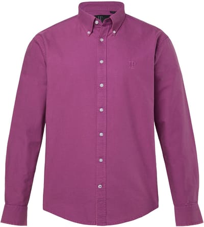 JP 1880 - Heren - Oxford overhemd FLEXNAMIC® lange mouwen buttondown kraag - Lichte bes - Maat 3XL