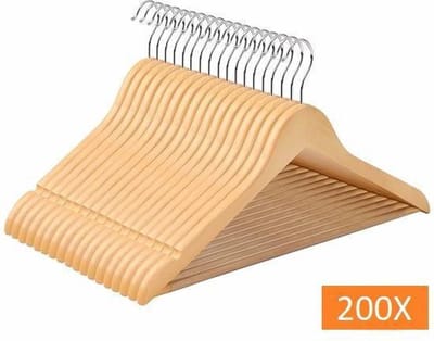 Relaxwonen | Kledinghangers | Set van 200 stuks | Hout | Bruin | Draaibare haak