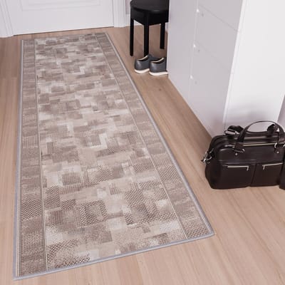 Tapiso Tapijtloper Antislip – Gangloper Keukenloper Taupe Rubber Onderkant Maat- 80x300