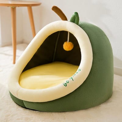 Chat Nerveux Nid pour Chat Semi-fermé en Forme d'Avocat Amélioré Villa pour Chat Universelle Quatre Saisons Nid pour Animal de Compagnie Avocado [Upgraded] Thickened and Resistant - black
