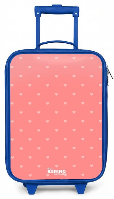NoBoringSuitcases.com® - Kinderkoffer blauw - Kindertrolley jongen - Hartendief - Koffer kind lichtgewicht - Reiskoffer trolley voor kinderen - Koffertje met lichtgevende wieltjes - Rolkoffer
