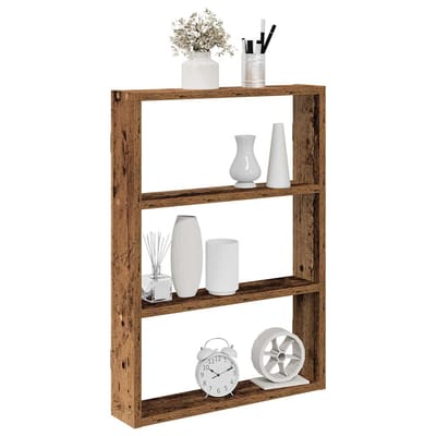 vidaXL - Wandschap - 43x9x60 - cm - bewerkt - hout - oud - houtkleurig