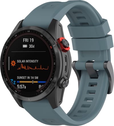By Qubix - Geschikt voor Garmin bandje - 26mm Quickfit - Siliconen sportbandje - Grijsblauw - Geschikt voor Garmin Fenix 7X / 6X / 5X