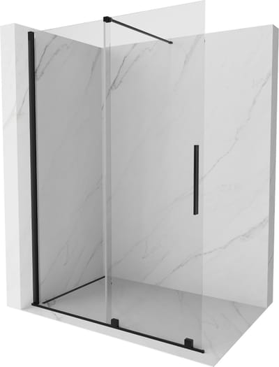 Mexen Velar schuifbare douchewand Walk-in 130 x 200 , transparant 8 mm, zwart - 871-130-000-03-70