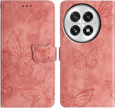 Coverup Hoesje - Geschikt voor OnePlus 13 Hoesje - Coverup Vlinders Book Case - Pink