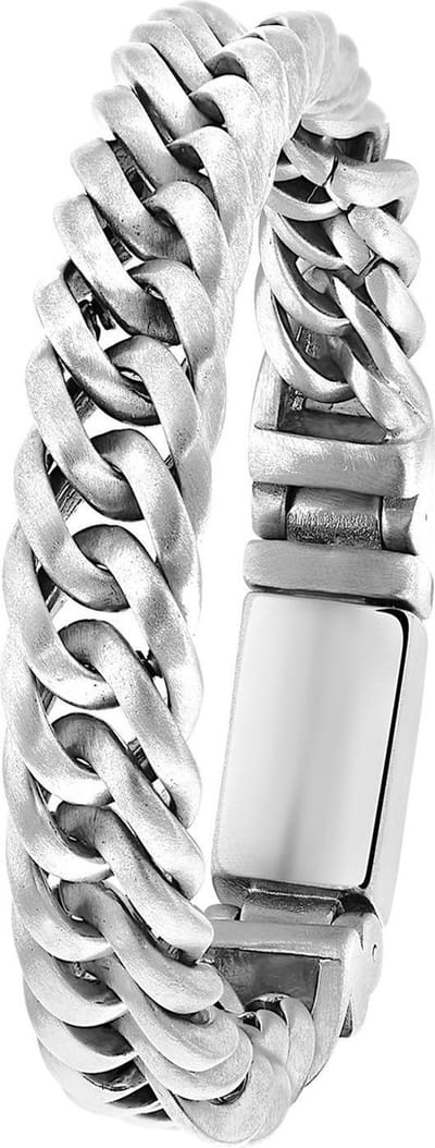 Lucardi Heren Armband mat met gourmetschakel - Staal - Armband - Vaderdag Cadeautje - 19 cm - Zilverkleurig