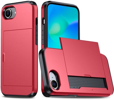 Coverup Hoesje - Geschikt voor iPhone 16e / 17e Hoesje - Coverup Hybrid Card Slider Back Cover - Rood