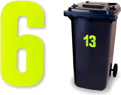 Reflecterend huisnummer kliko sticker - nummer 6 - geel - container sticker - afvalbak nummer - vuilnisbak - brievenbus - CoverArt