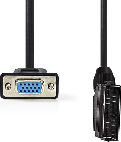 Nedis SCART-Kabel - SCART Male - VGA Female 15p - Vernikkeld - 480p - 2.00 m - Rond - PVC - Zwart - Label