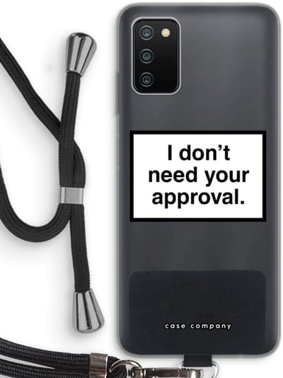 Hoesje met koord geschikt voor Samsung Galaxy A03S hoesje met Koord - Don't need approval - Telefoonhoesje met Zwart Koord - Bescherming aan alle Kanten en Over de Schermrand