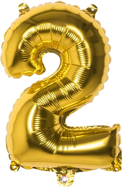 Boland - Folieballon '2' goud (66 cm) 2 - Goud - Cijfer ballon
