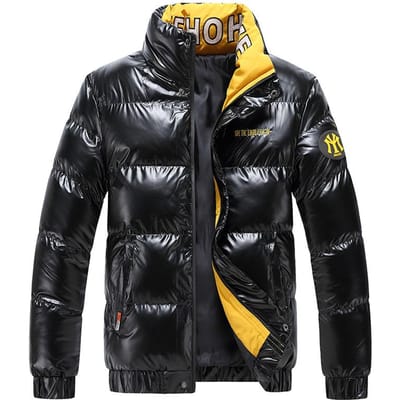 Winter Warme Katoen-gevoerde Kleding Heren Opstaande Kraag Jas Glanzende Donzen Katoen-gevoerde Kleding XXXL gray