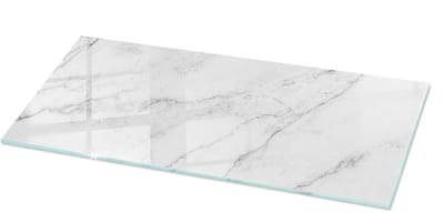 Tulup Tafelblad Glas - Marmeren Oppervlaktepatroon Veiligheidsglas - 125 cm x 50 cm - Wit Gehard Glas - Rechthoekig Tafelblad Glas - Glazen Tafelblad voor Tuin of Terrastafels - Glazen Plaat