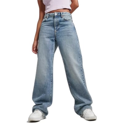 Superdry Jeans met Wijde Pijpen van Biologisch Katoen Lichtblauw Grootte: 26/30