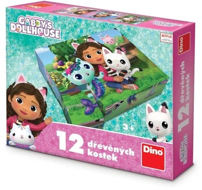Houten blokken Kattenhuis Gabi 12-delige puzzel