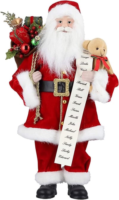 Uten GS19-1286 kerstman pop - Kerstbeelden & Figuren - Kerstman - Kerstdecoratie voor binnen - Kerstboomversiering - Hoogte 47cm