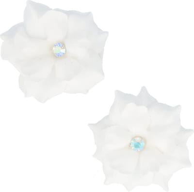 Haarsoires Haarspeld Duckklemmen 6cm – Bloemvorm met Steentje – Wit – Set van 2 - Haarclip - Haarklem - Makkelijk in Gebruik - Sterke Haarclip voor Styling & Dagelijks Gebruik - Hair Clip - Decoratieve Haaraccessoire