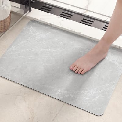 Non-Slip Badmat - Marmer Badkamer Tapijt - Snelle Badkamer Rug - Wasbare Absorberende Douche Rack voor Douche - Badkuipen en Badkamers (Grijs Wit, 40x60cm)