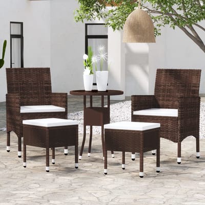 vidaXL - 5-delige - Loungeset - poly - rattan - bruin