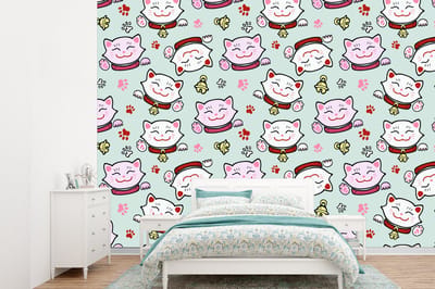 Behang - Fotobehang Kat - Huisdieren - Patroon - Breedte 360 cm x hoogte 260 cm