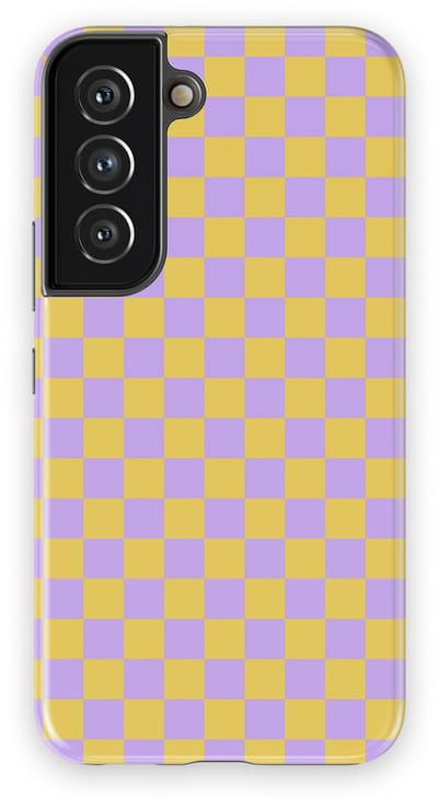 Design Hoesje Samsung Galaxy S22 | Geschikt Voor Mag | Tiny Squares Checkered Print | Backcover Samsung Galaxy S22 Lilac Lemonade