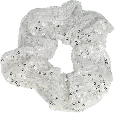 Haarsoires Haarelastiek Scrunchie – Glitter Stof – Pailletten – Wit - Haarkrinkel - Haar Elastiek met Stof - Zacht & Haarvriendelijk