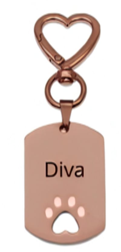 Hondenpenning Dogtag Inclusief Bevestigingshart | Hondenpenning met Hartsluiting Champagne Rose | Huisdierpenning | Petshop Seven