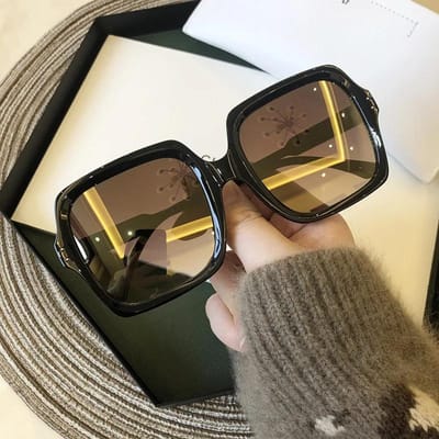 Zonnebril Bril Dames Klassiek Oversized Rechthoekig Luxe Groot Montuur Montuur Vrouwen Zon Zonnebril Zwart Trendy Verloop Dames Bril 1PC