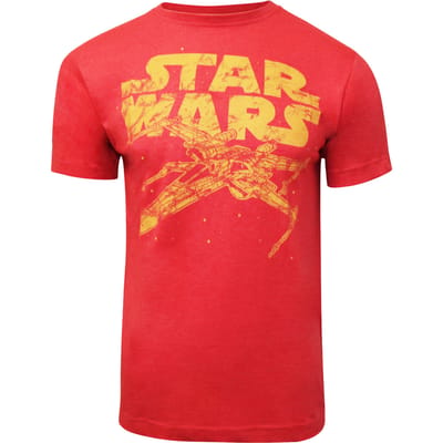 Star Wars Heren X-Wing Heather Logo T-shirt (Rood/Geel)