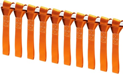 Sjorbanden met Dubbele Lus - 2300 Lbs Draagvermogen - Voor Motorfiets, ATV, UTV, Fiets - Oranje, 12 inch, 10 stuks
