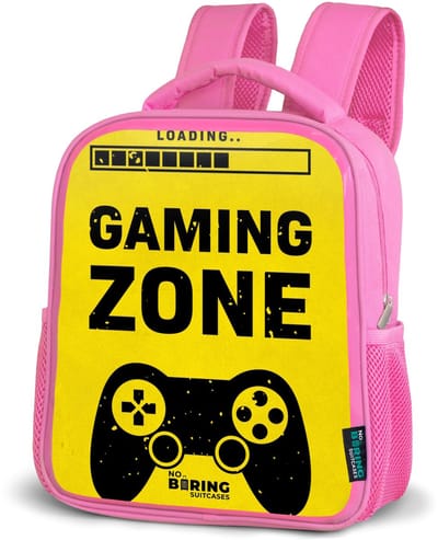 NoBoringSuitcases.com® - Rugzak roze - Schooltas meisjes - Zwart-geel met gaming zone - Kinder rugtas meisje - Boekentas kind - Kinderrugzak voor school - Schoolrugzak