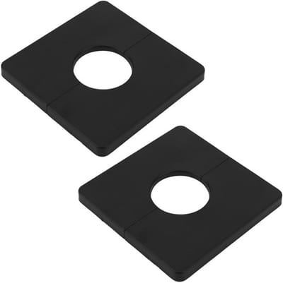 Muurflens - 2 Stuks - Zelfklevende Afdekplaten - Sanitair - ABS - 8,6 x 8,6 x 0,7 cm - Zwart - Afdekplaat