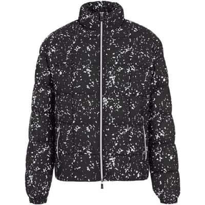 Armani Exchange Veste en Coton Manches Longues Col Montant Fermeture Éclair Imprimée Hommes vestes Noir 6KZB06-ZNKRZ-9213 S gray
