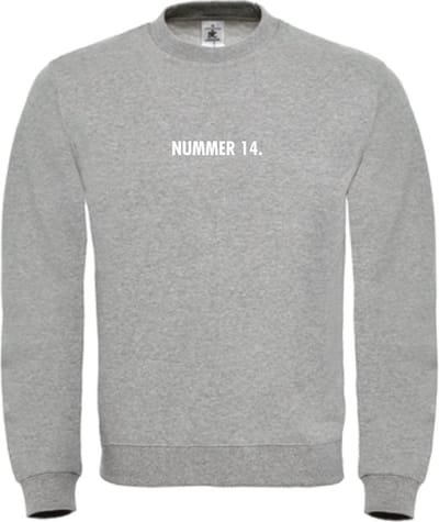 Sweater Grijs XXL - nummer 14 - wit - soBAD. | Sweater unisex | Sweater man | Sweater dames | Voetbalheld | Voetbal | Legende