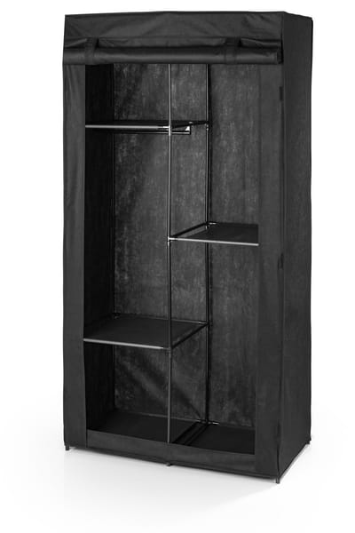 EASYmaxx kledingkast | Opvouwbare stoffen kast met klittenbandsluiting en kledingstang | Stoffen kledingkast – ideaal als campingkast of mobiele kledingkast voor thuis | Modulaire kledingstandaard