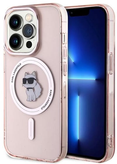Karl Lagerfeld Choupette Serie - iPhone 14 Etui - MagSafe Compatibel - Roze - IML Materiaal