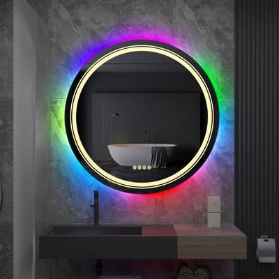 Mygroot - Ronde LED Badkamerspiegel - RGB Kleurverandering - Dimbaar - Anti-condens - Touch Sensor - 61cm