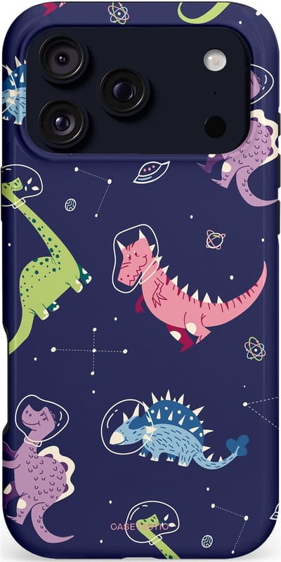Casetastic hoesje geschikt voor Apple iPhone 17 Pro Max - MagSafe - Dubbellaagse bescherming - Rex in de ruimte - Fashion Case - Donkerblauw Groen Lavendel