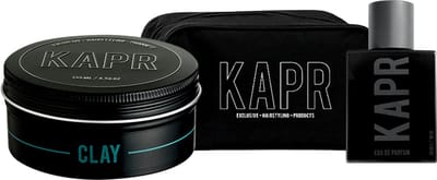 KAPR Hair Clay 135ml + Parfum 50ml – Haarstyling Set met Gratis Toilettas