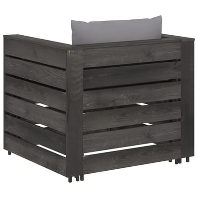 vidaXL - 2-delige - Loungeset - met - kussens - grijs - geïmpregneerd - hout