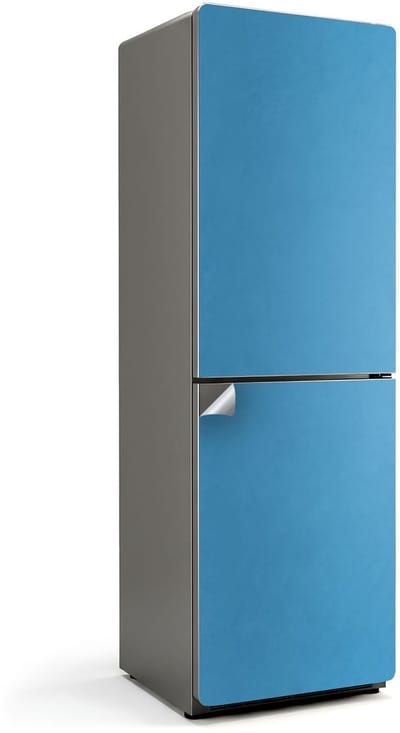Wallfluent Koelkaststickers - Blauw Koelkast Folie - 60 cm x 190 cm - Blauw Koelkaststickers - Koelkast Wrap - Koelkast Design - Waterdichte Koelkast Sticker - Koelkast Design